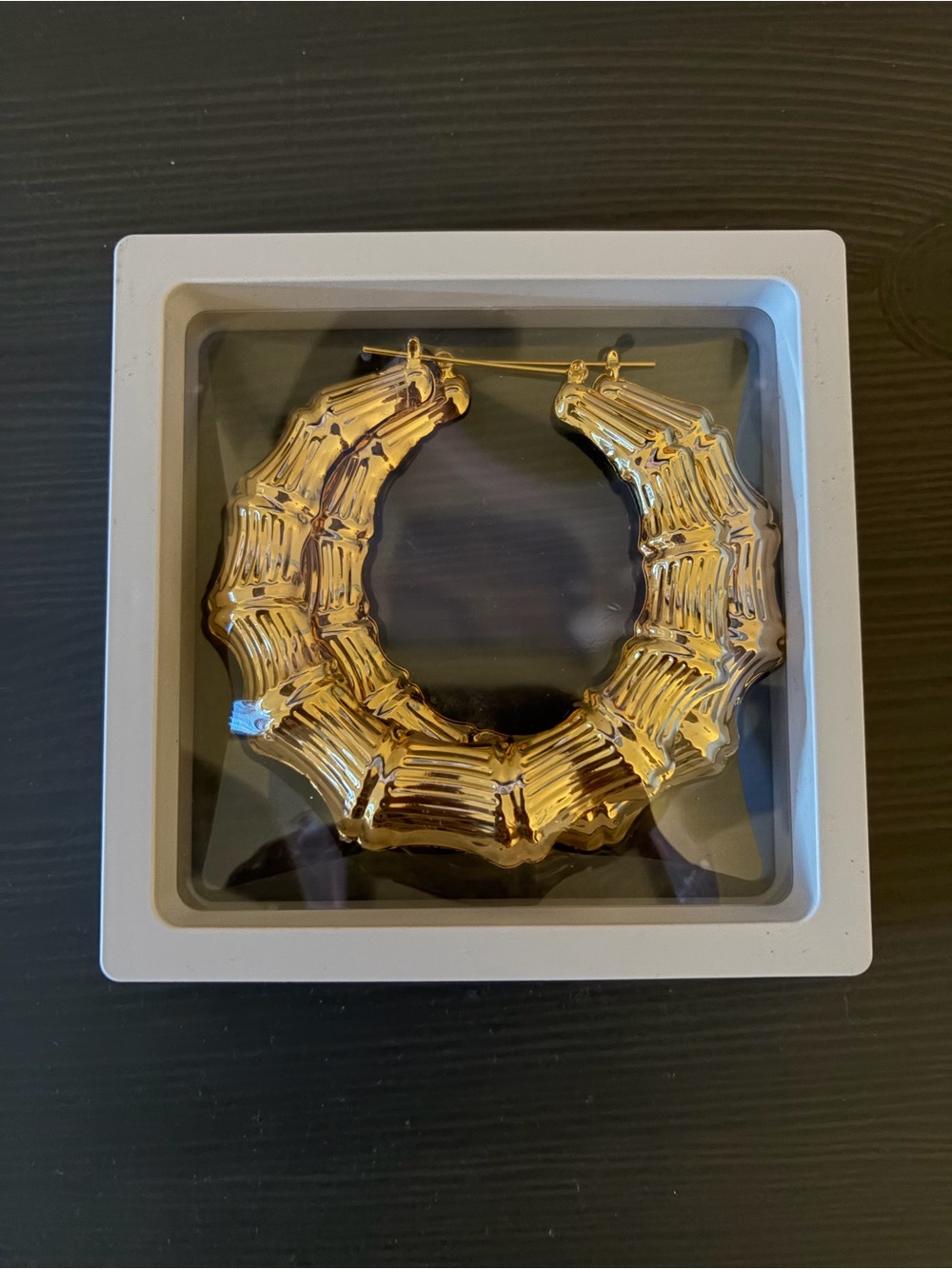 Gold Bamboo-Style Hoop Earrings - Women's Jewelry